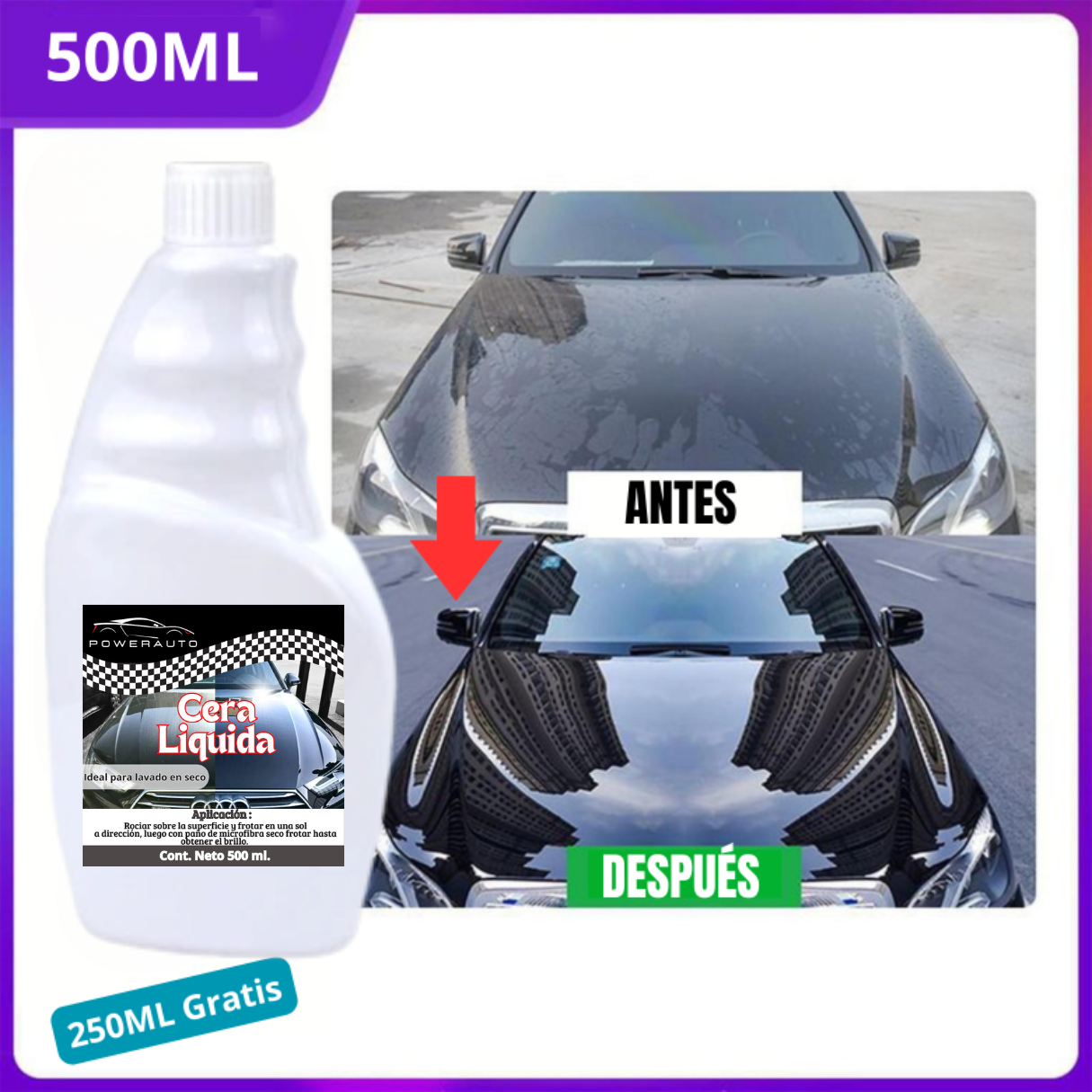 Líquido Cristalizador Revestimiento Hidrofóbico 5 en 1 - Compra 250ml Lleva 500ml