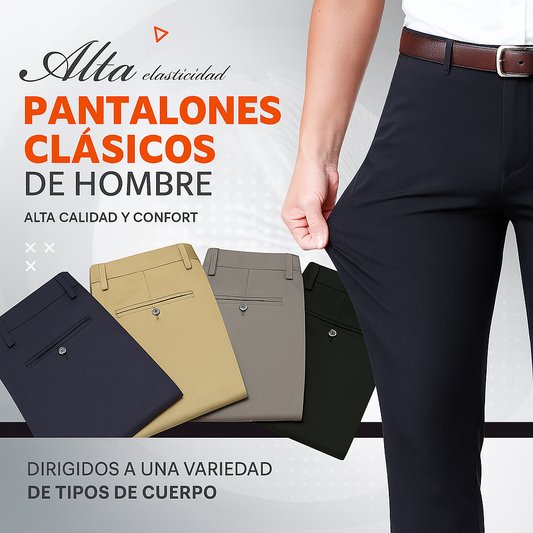 Pantalones clásicos de hombre de alta elasticidad